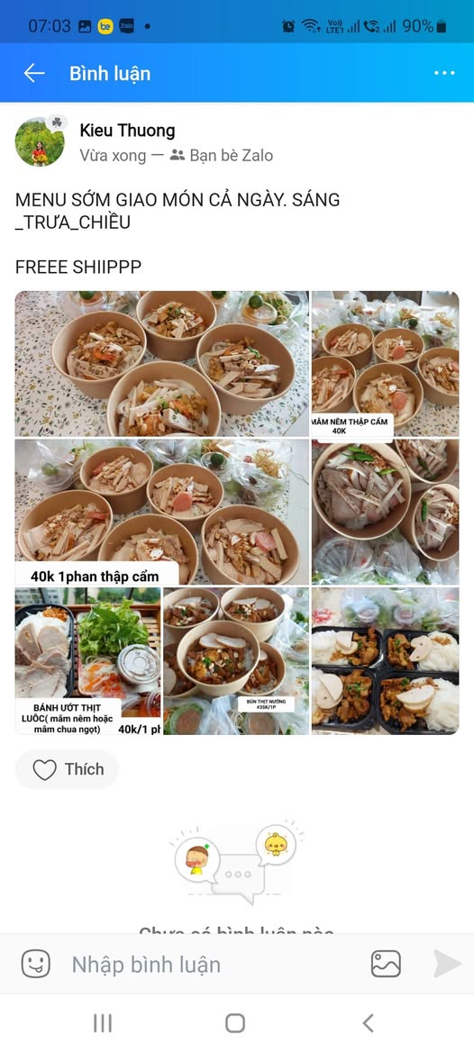 Bán bún mắm nêm, bún thịt nướng, bún nước tương thập cẩm, mì Quảng trộn. Giao món nhanh, phờ ri ship cho cư dân S702A. Liên hệ: 0933135351.