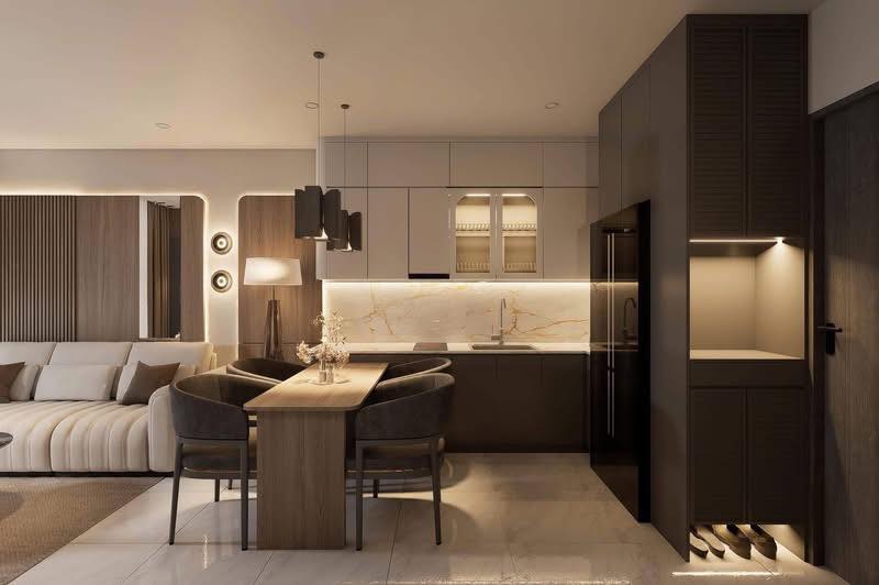 Dịch vụ thiết kế và thi công nội thất căn hộ 1PN+ tại VinHomes Grand Park, tư vấn miễn phí, có nhà mẫu tham quan, xưởng sản xuất trực tiếp, hoàn thiện nhanh.