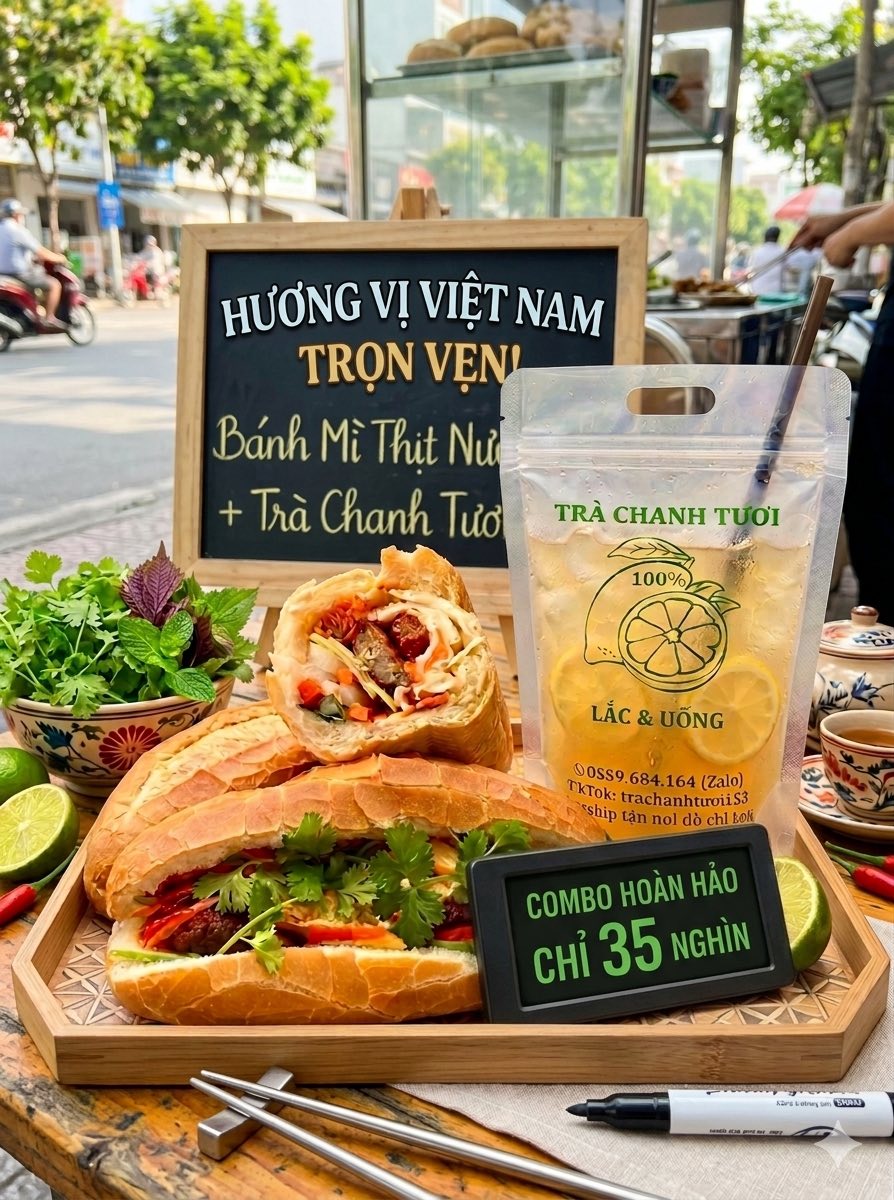 Combo ưu đãi bữa sáng chất lượng như nhà làm chỉ 35 xu, trà chanh giá 10k/túi khi mua từ 3 túi. Đặt ngay để thưởng thức!