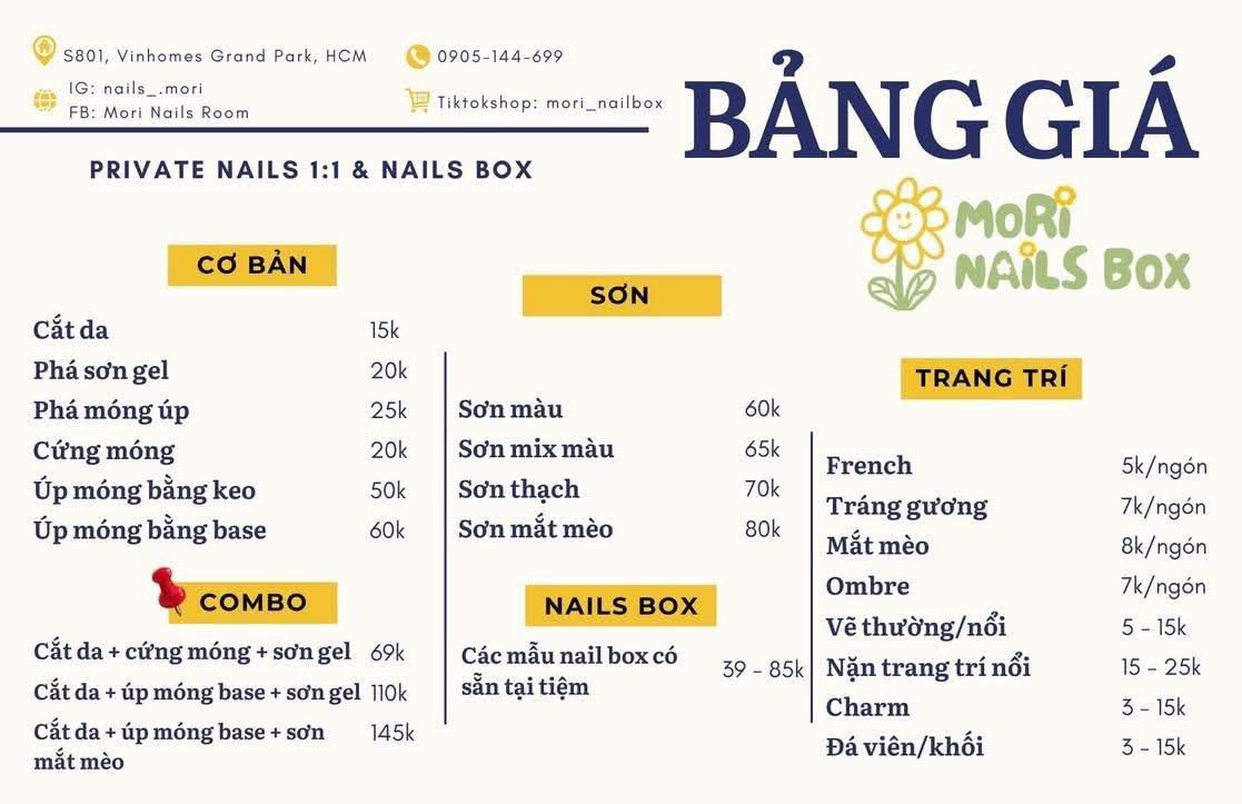 Dịch vụ làm nails và bán nailbox, hỗ trợ dán miễn phí cho khách tại S10.06, Vinhomes Grand Park.