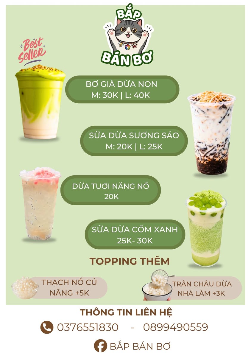 Bán khúc bạch sầu riêng, bơ già dừa non, sữa dừa sương sáo, dừa tươi. Giá từ 39k/hộp. Free ship Vinhomes, hỗ trợ ship trên 3km. Đặt hàng: 0376551830 - 0899490559.