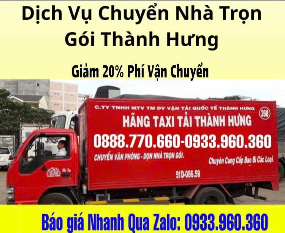 Dịch vụ chuyển nhà, phòng trọ, văn phòng trọn gói Thành Hưng tại Hà Nội & TP.HCM. Hỗ trợ tháo lắp, đóng gói, vận chuyển an toàn, giá ưu đãi.