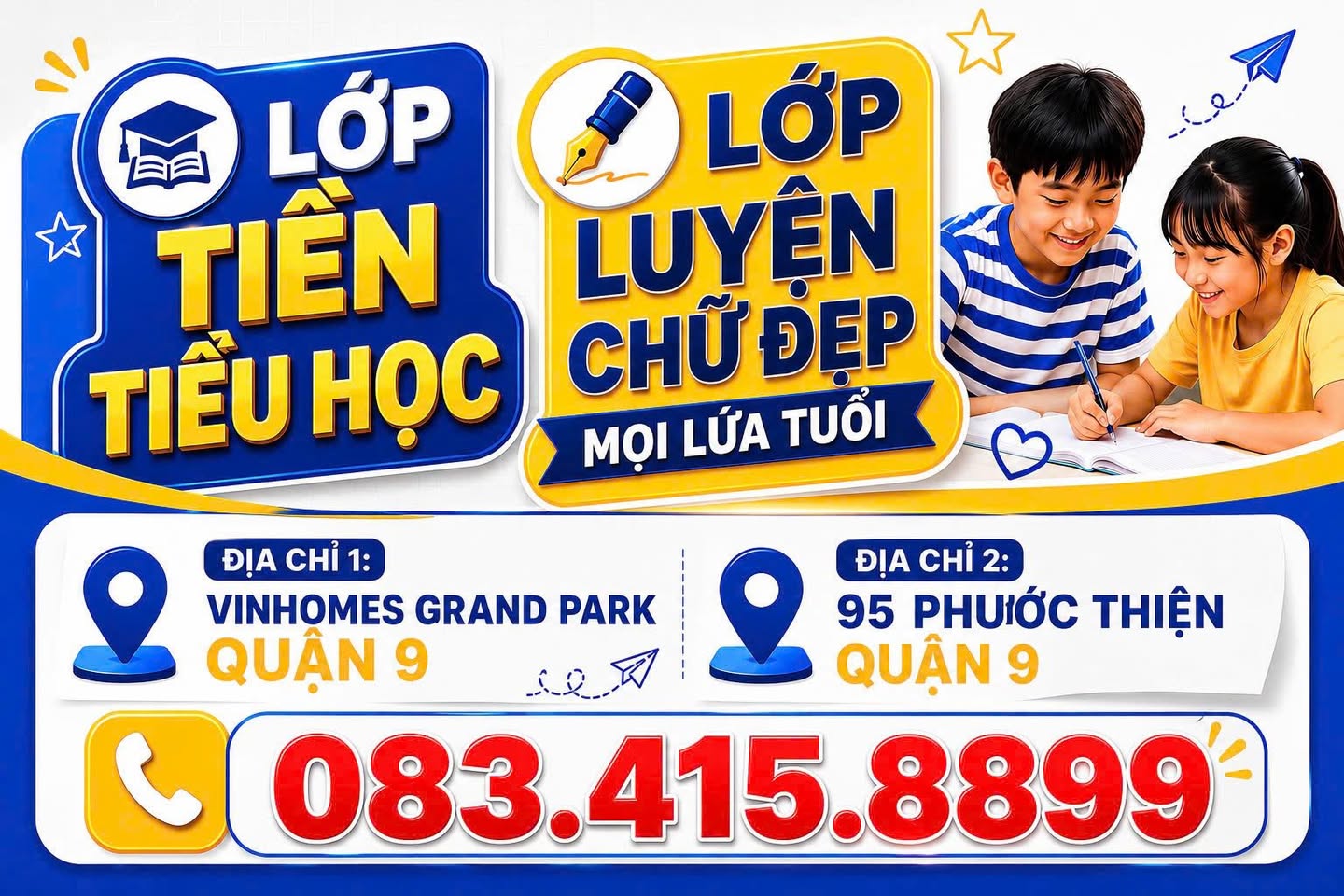 Học viện Ươm Mầm Trí Tuệ Việt tuyển sinh các khóa học hè, ôn hè, luyện thi, kèm bài 1:1, luyện viết chữ đẹp, học tiếng Việt cho mọi lứa tuổi tại Q9, Q12.