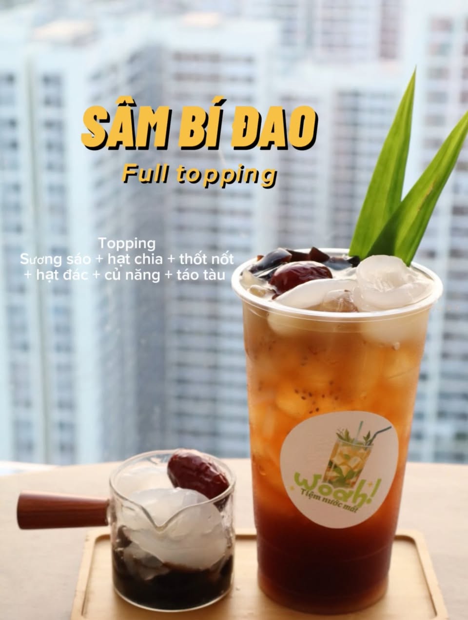 Bán sâm bí đao, sâm dừa nước, nước dừa full topping giá 30k/ly, sâm chai 18k/chai. Ship nội khu Vinhome Grand Park, phục vụ từ 8:00-22:00.