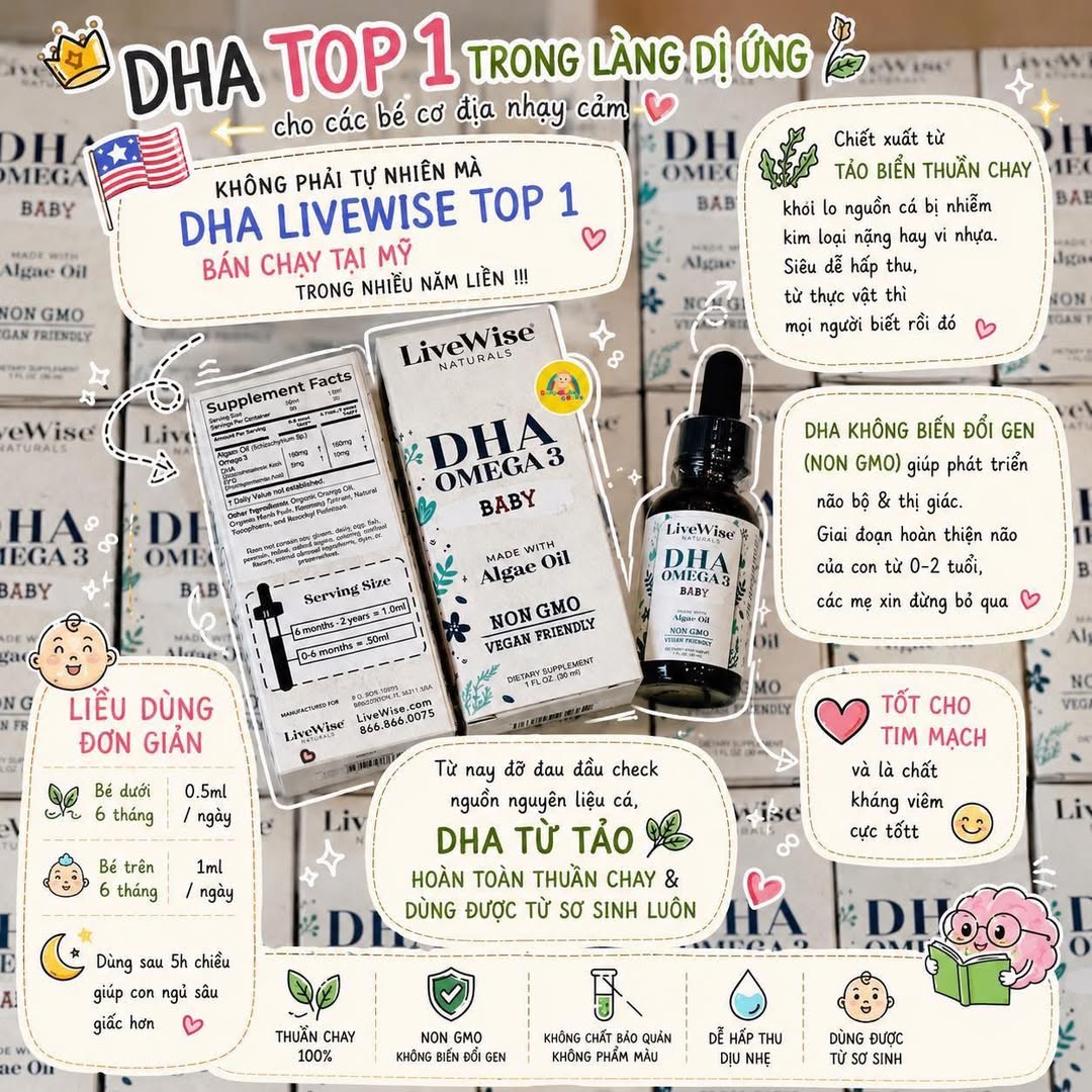 DHA thuần chay chiết xuất từ tảo biển, hỗ trợ phát triển não bộ & thị giác cho bé. Freeship nội khu tại Vinhomes Grand Park & Masteri Center Point.