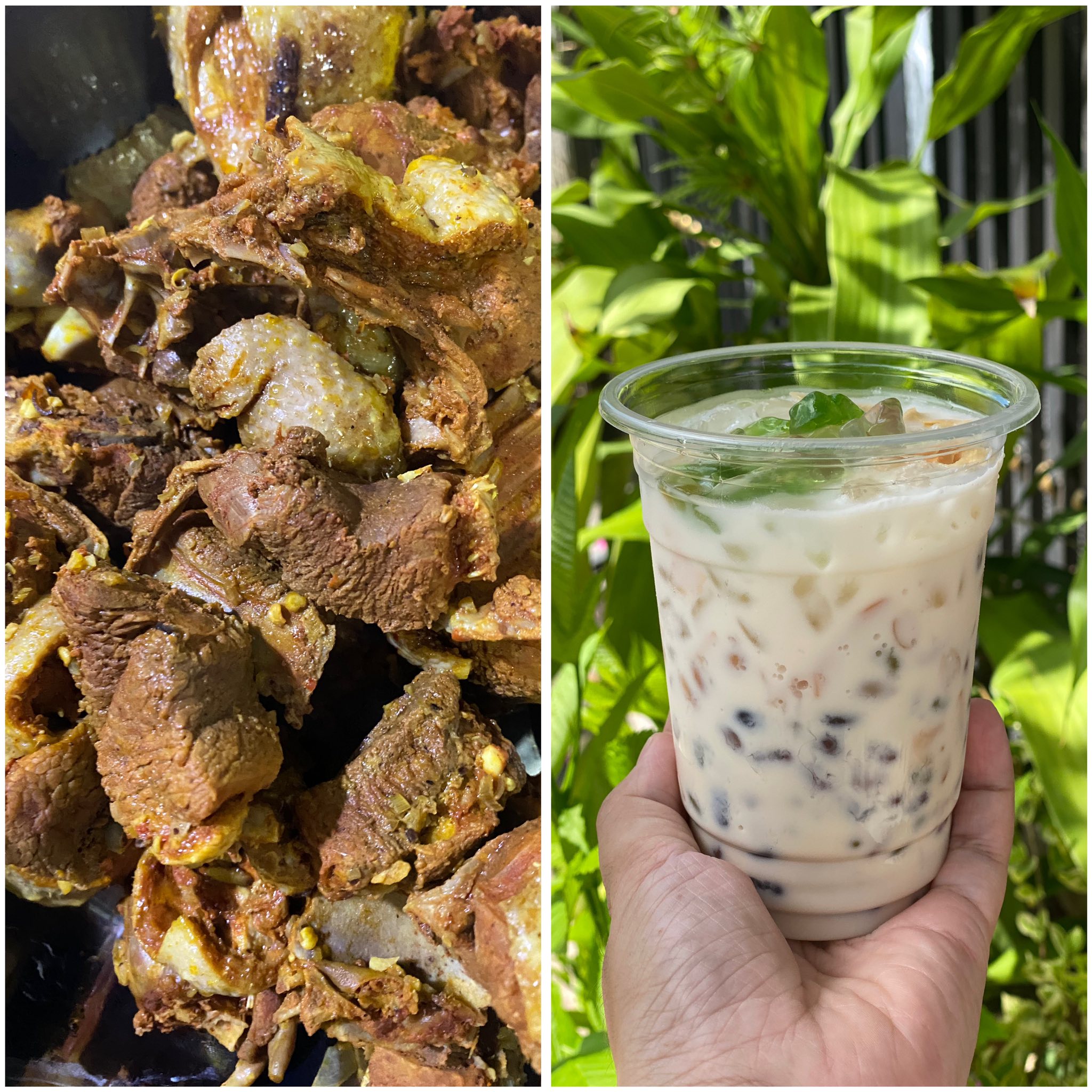 Bán bún ca ri vịt (40k/phần, kèm bún hoặc bánh mì) và chè đậu thập cẩm (20k/ly). Liên hệ 0826891125 để đặt món.
