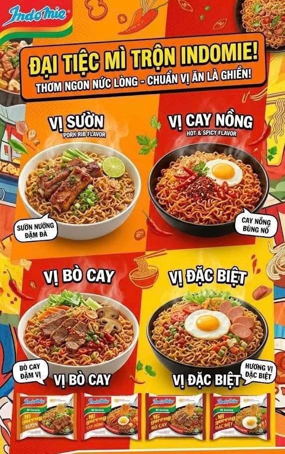 Bán mì trộn Indomi giá chỉ 16x/thùng (40 gói), nhận sỉ & lẻ, giá ưu đãi cho khách lấy số lượng lớn. Phù hợp bán tạp hoá, ăn vặt, online.
