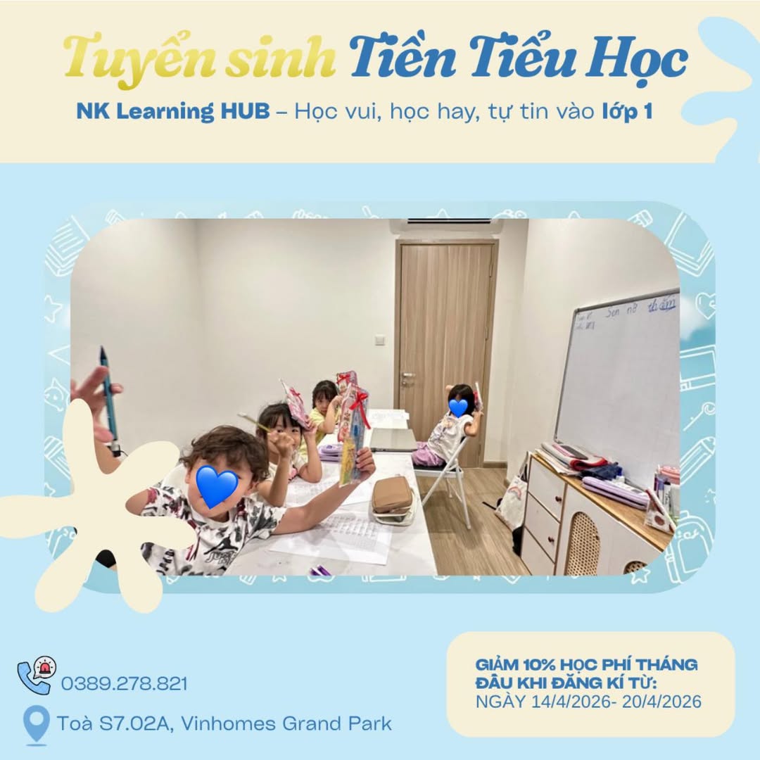 Trung tâm NK Learning Hub cung cấp dịch vụ dạy kèm và báo bài cho học sinh Vinschool, hỗ trợ học tập và ôn luyện các môn học.