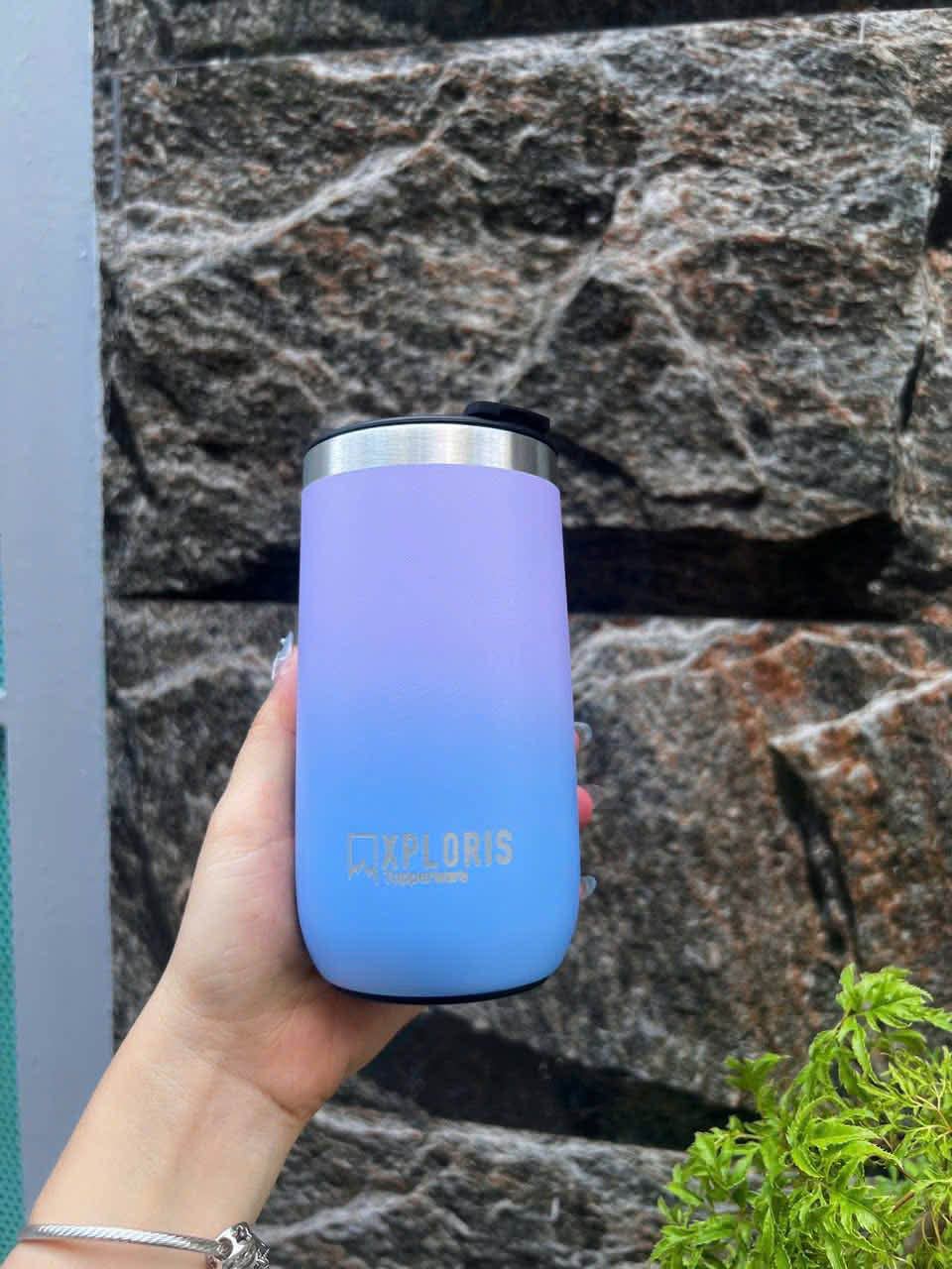 Ly giữ nhiệt 350ml màu tím pastel nhỏ gọn, tiện lợi mang đi học, đi làm, giữ nóng/lạnh, phù hợp cho cà phê, trà, nước mỗi ngày.