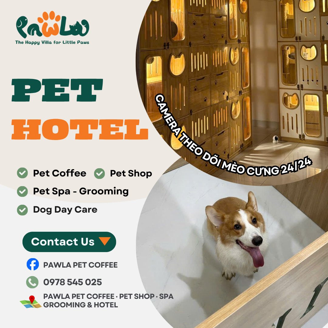 PawLa Pet Coffee cung cấp dịch vụ chăm sóc, lưu trú, nhà trẻ, tắm & grooming cho thú cưng tại Vinhomes Grand Park. Không gian cà phê mèo, chăm sóc toàn diện, hotline 0978 545 025.
