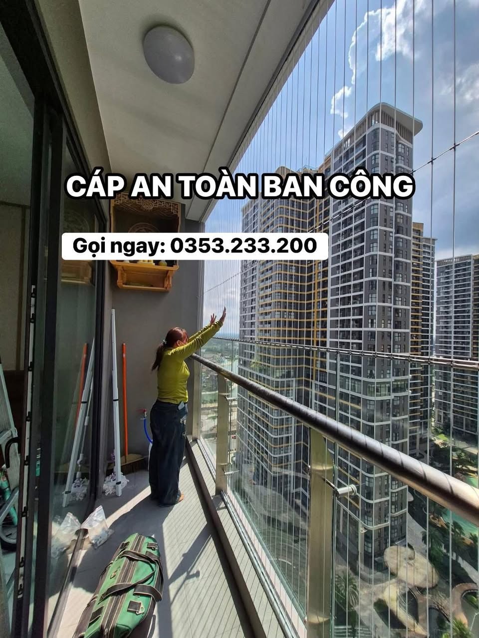 Lưới an toàn ban công, cửa sổ, cầu thang giúp bảo vệ trẻ em và người già, đảm bảo an toàn cho gia đình tại nhiều chi nhánh TP.HCM.