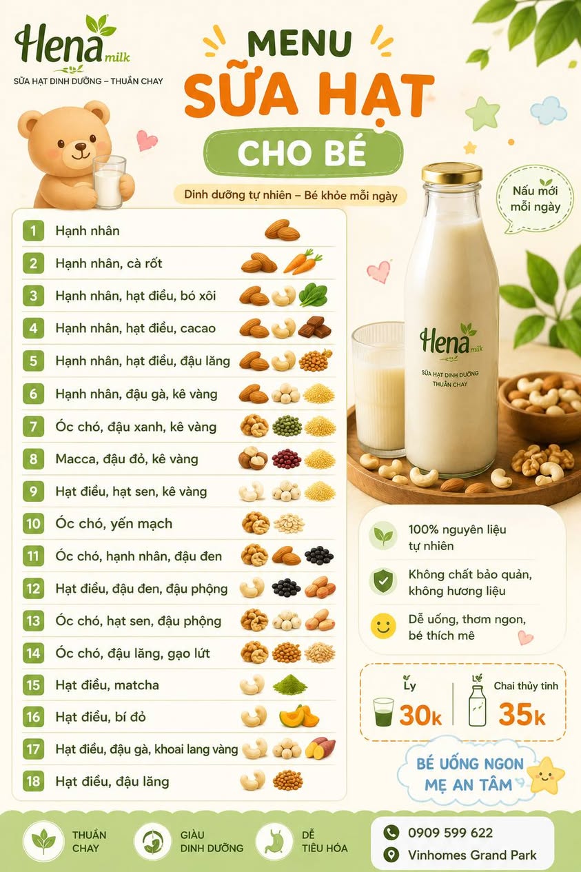 Bán sữa hạt dinh dưỡng với 5 vị lạnh có sẵn, giao nhanh tại Vinhomes, freeship mọi đơn hàng. Combo 3 chai 99k, ly giấy 30k, chai 35k. Đặt qua 0909599622.