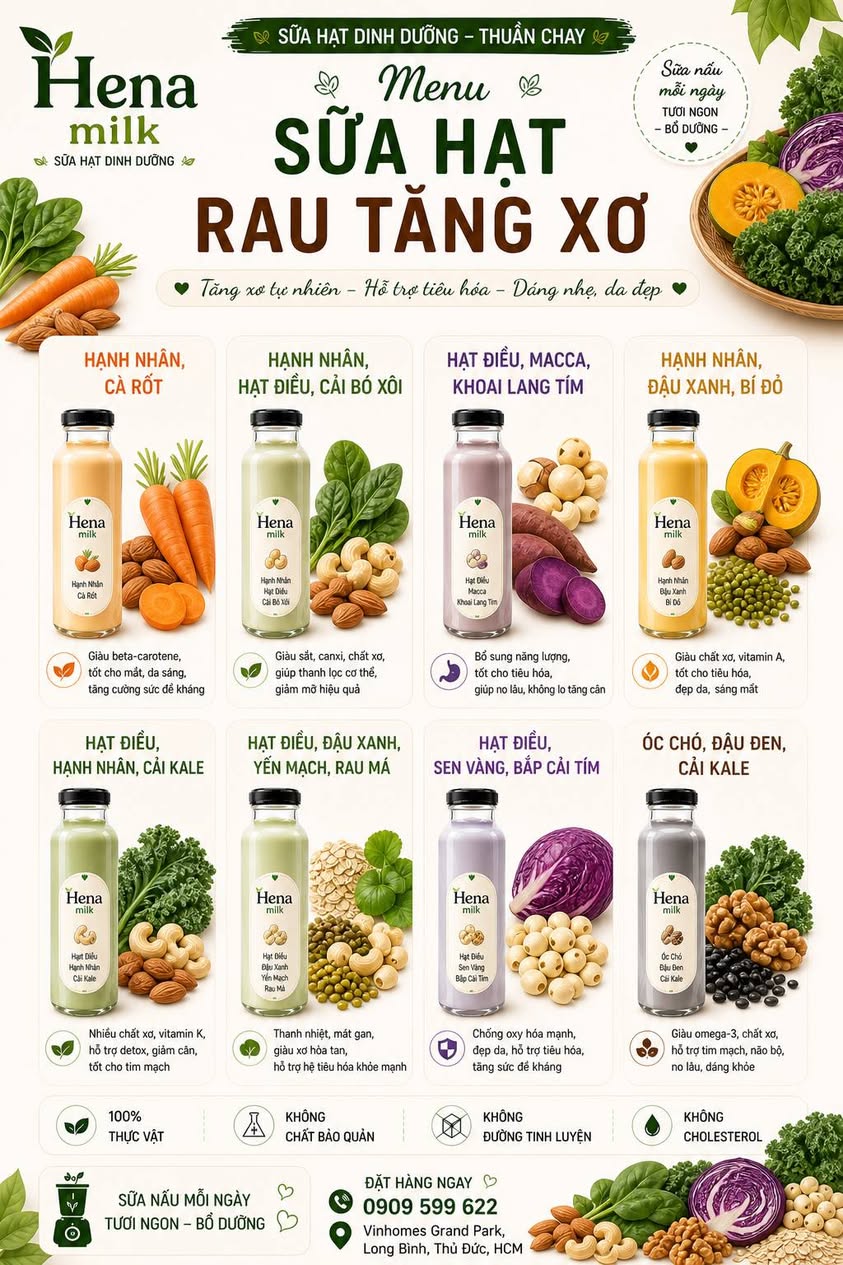Bán sữa hạt dinh dưỡng với 5 vị lạnh có sẵn, giao nhanh tại Vinhomes, freeship mọi đơn hàng. Combo 3 chai 99k, ly giấy 30k, chai 35k. Đặt qua 0909599622.