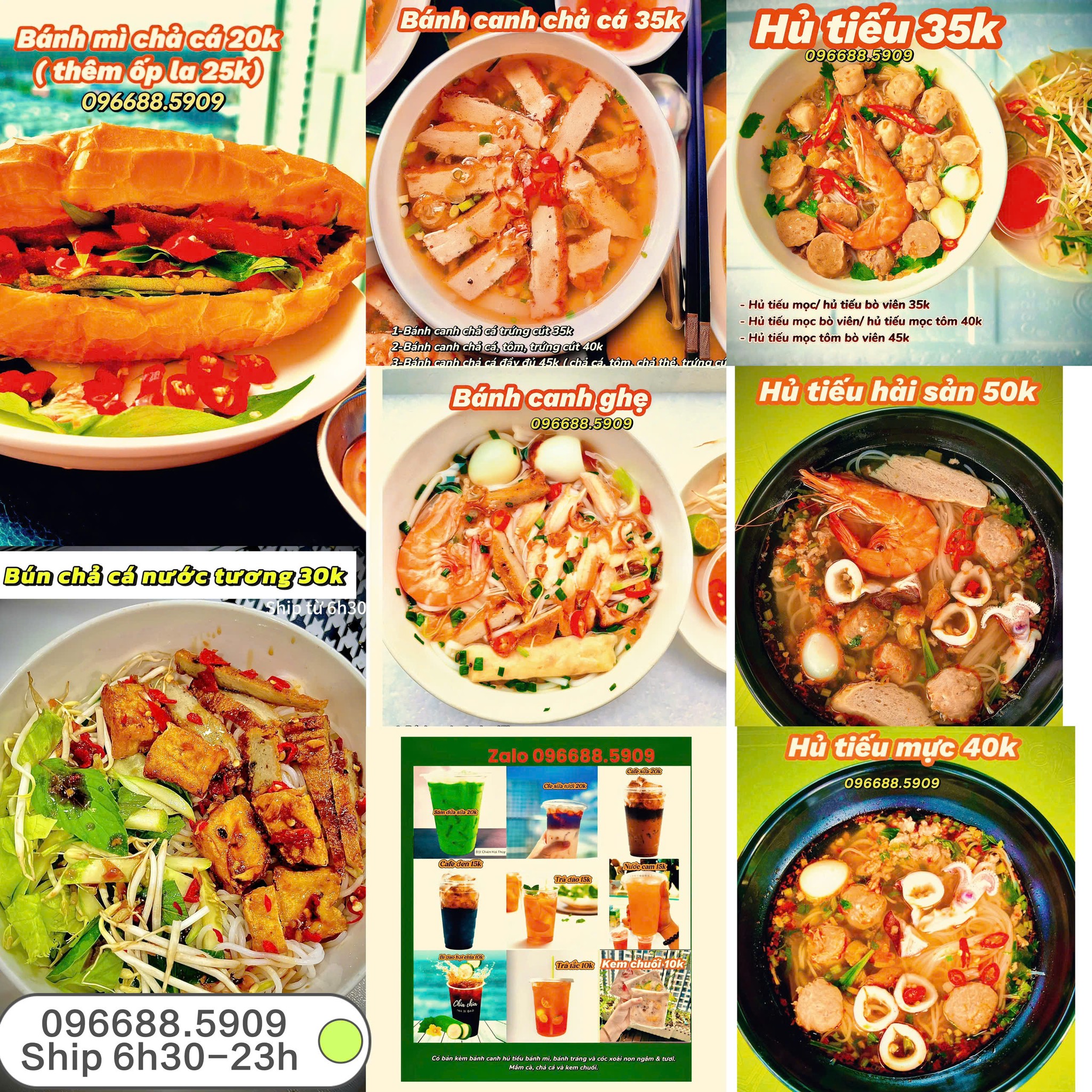 Bán bánh canh, chả cá, mắm cà đu đủ, cà pháo mắm tôm, bánh mì chả cá, ăn vặt, cafe, nước uống. Món nhà làm, freeship nội khu từ 1 phần, nhận đơn 6h30-23h.