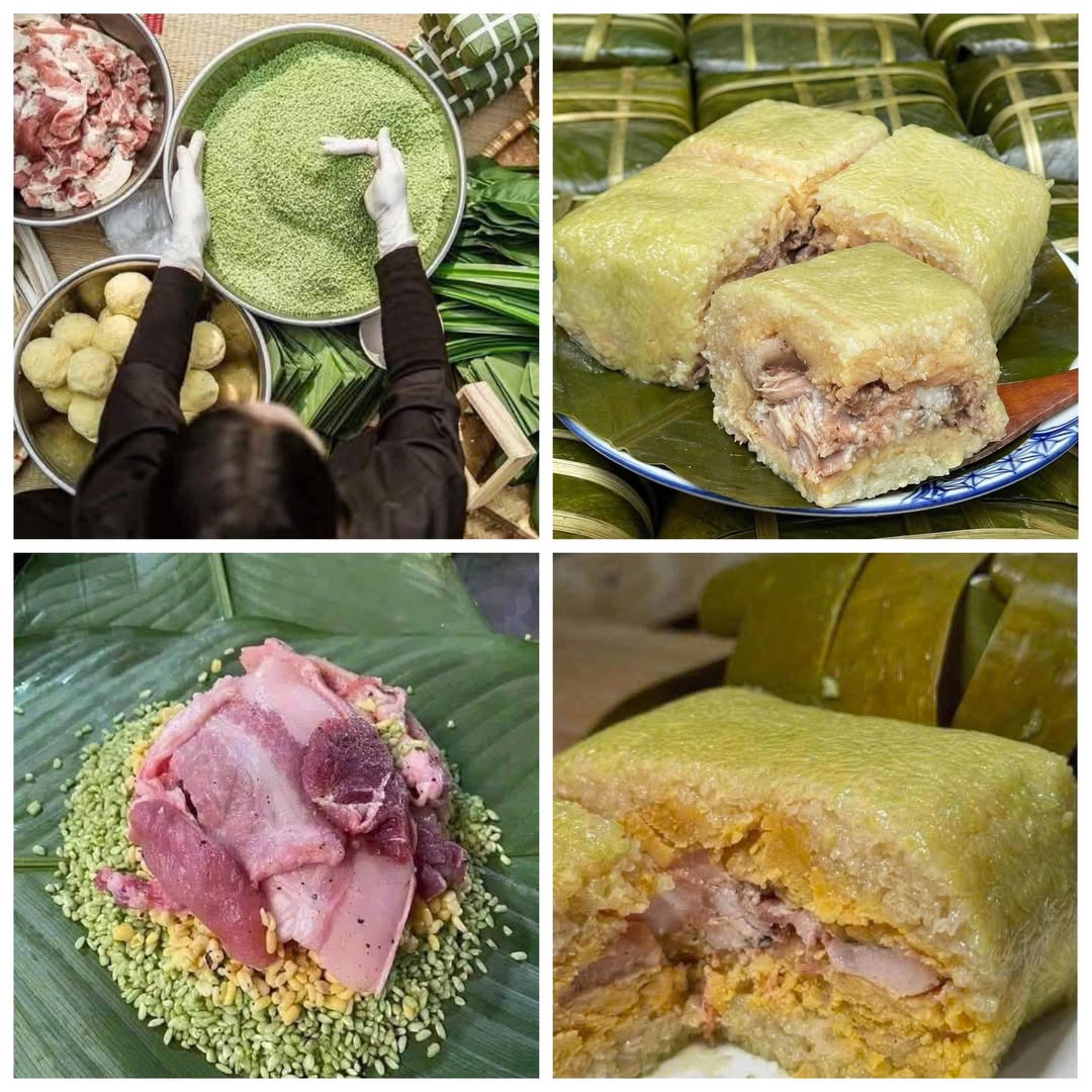 Bánh chưng Bắc nấu thủ công bằng bếp củi, nhân đậu xanh thịt lợn quê, xanh tự nhiên từ lá giềng. Freeship nội khu Thủ Đức cho đơn 2 cái. Giá 140k/set 2 cái.